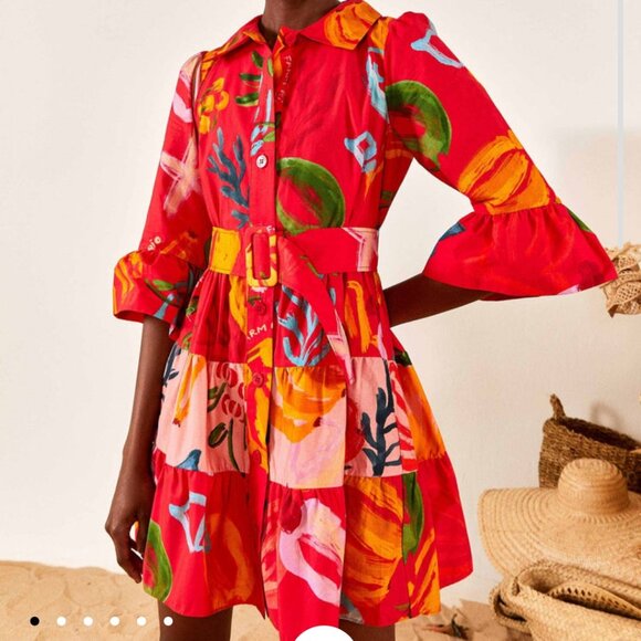 NWT Farm Rio Red Mixed Fruits Ocean Mini Dress - Picture 1 of 7